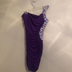 City Triangle Large  - Purple One Shoulder Cocktail Dress